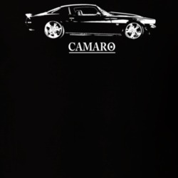1971 Camaro Side View With Model Dark Color T Shirt