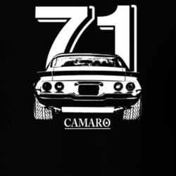1971 Camaro Rear View With Year and Model Dark Color T Shirt
