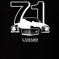 1971 Camaro Grill View With Year and Model Dark Color T Shirt