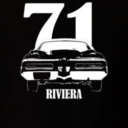 1971 Riviera Rear View With Year and Model Dark Color T Shirt