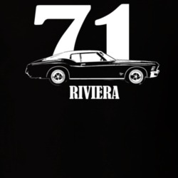 1971 Riviera Side View With Year and Model Dark Color T Shirt