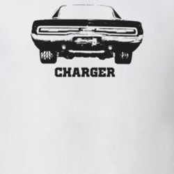 1970 Charger Rear View With Model Light Color T Shirt