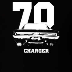 1970 Charger Rear View With Year and Model Dark Color T Shirt