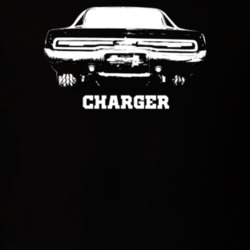 1970 Charger Rear View With Model Dark Color T Shirt
