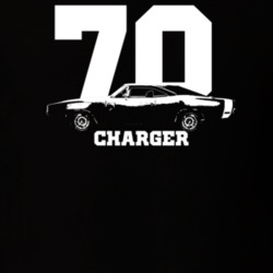1970 Charger Side View With Year and Model Dark Color T Shirt