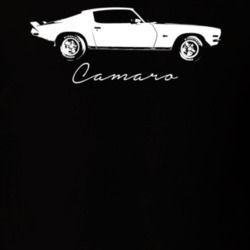 1972 Camaro Side View With Model Dark Color T Shirt