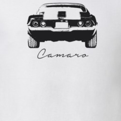 1972 Camaro Rear View With Model Light Color T Shirt