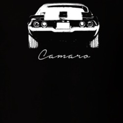 1972 Camaro Rear View With Model Dark Color T Shirt