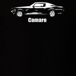 1970 Camaro Side View With Model Dark Color T Shirt