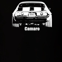 1970 Camaro Rear View With Model Dark Color T Shirt