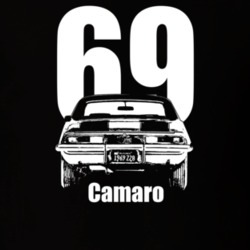1969 Camaro Rear View With Year and Model Dark Color T Shirt