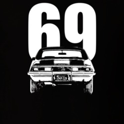 1969 Camaro Rear View With Year Dark Color T Shirt