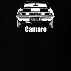 1969 Camaro Rear View With Model Dark Color T Shirt