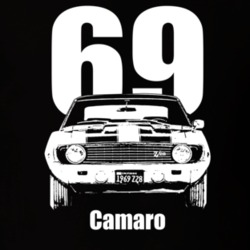 1969 Camaro Grill View With Year and Model Dark Color T Shirt