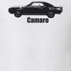 1969 Camaro Side View With Model Light Color T Shirt