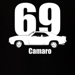 1969 Camaro Side View With Year and Model Dark Color T Shirt