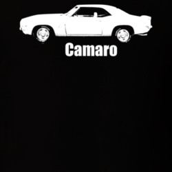 1969 Camaro Side View With Model Dark Color T Shirt