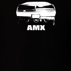 1969 AMX Rear View With Model Dark Color T Shirt