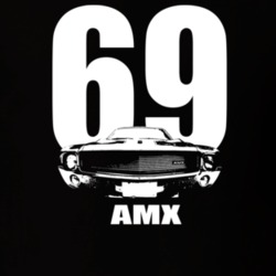 1969 AMX Grill View With Year And Model Dark Color T Shirt