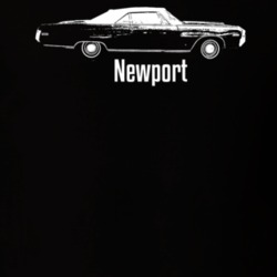 1970 Newport Side View With Model Dark Color T Shirt