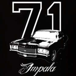 1971 Impala 3/4 Grill View With Year And Model Dark Color T Shirt