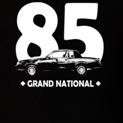 1985 Grand National Side View With Year And Model Dark Color T Shirt