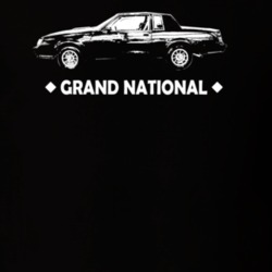 1985 Grand National Side View With Model Dark Color T Shirt