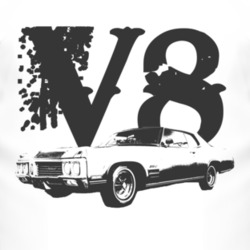 1970 BUICK WILDCAT Side Black Graphic V8 T Shirt