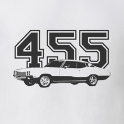 1972 Buick Skylark Side Black Graphic Engine Size T Shirt