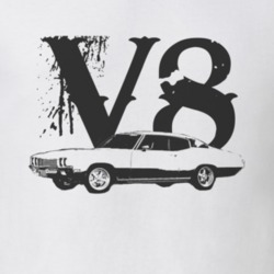 1972 Buick Skylark Side Black Graphic V8 T Shirt