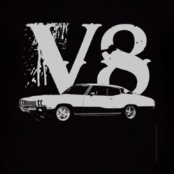1972 Buick Skylark Side White Graphic V8 T Shirt