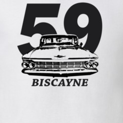 1959 Bsicayne Grill View With Year And Model Light Color T Shirt