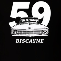 1959 Bsicayne Grill View With Year And Model Dark Color T Shirt