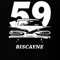1959 Bsicayne Rear View With Year And Model Dark Color T Shirt