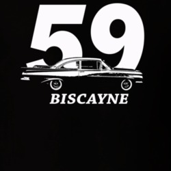 1959 Bsicayne Side View With Year And Model Dark Color T Shirt