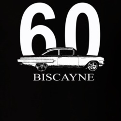 1960 Biscayne Side View With Year and Model Dark Color T Shirt