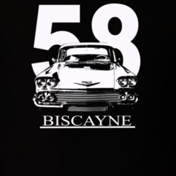 1958 Biscayne Grill View With Year And Model Dark Color T Shirt