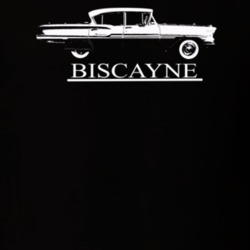1958 Biscayne Side View With Model Dark Color T Shirt