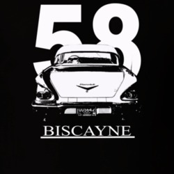 1958 Biscayne Rear View With Year And Model Dark Color T Shirt