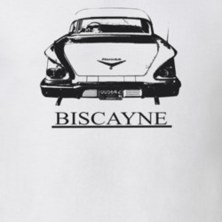 1958 Biscayne Rear View With Model Light Color T Shirt