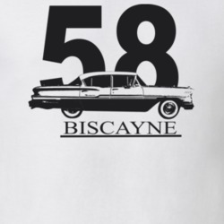 1958 Biscayne Side View With Year And Model Light Color T Shirt