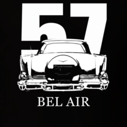 1957 Bel Air Rear View With Year And Model Dark Color T Shirt