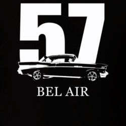 1957 Bel Air Side View With Year And Model Dark Color T Shirt