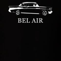 1957 Bel Air Side View With Model Dark Color T Shirt
