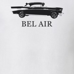 1957 Bel Air Side View With Model Light Color T Shirt