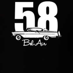 1958 Bel Air Side View With Year And Model Dark Color T Shirt