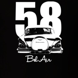 1958 Bel Air Rear View With Year And Model Dark Color T Shirt