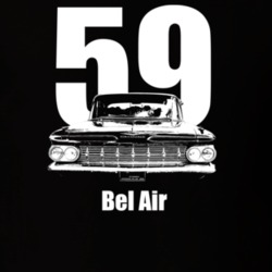 1959 Bel Air Grill View With Year And Model Dark Color T Shirt