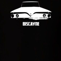 1961 Biscayne Rear View With Model Dark Color T Shirt