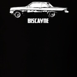 1961 Biscayne Side View With Model Dark Color T Shirt